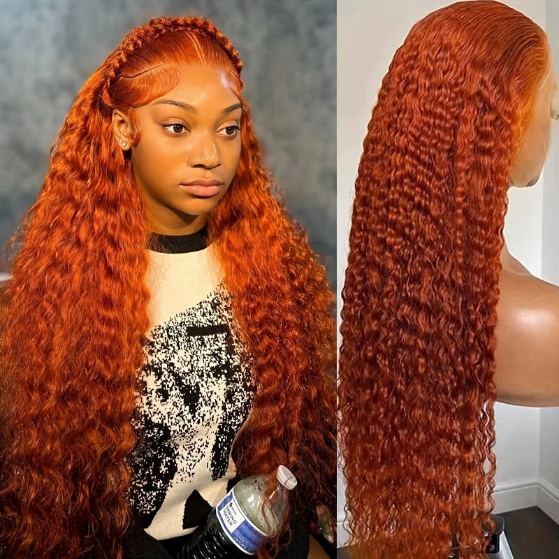 250% High Density 13x6 Ginger Orange Curly HD Transparent Lace Front Wigs Human Hair 13x4 Deep Wave Human Hair Wigs for Women