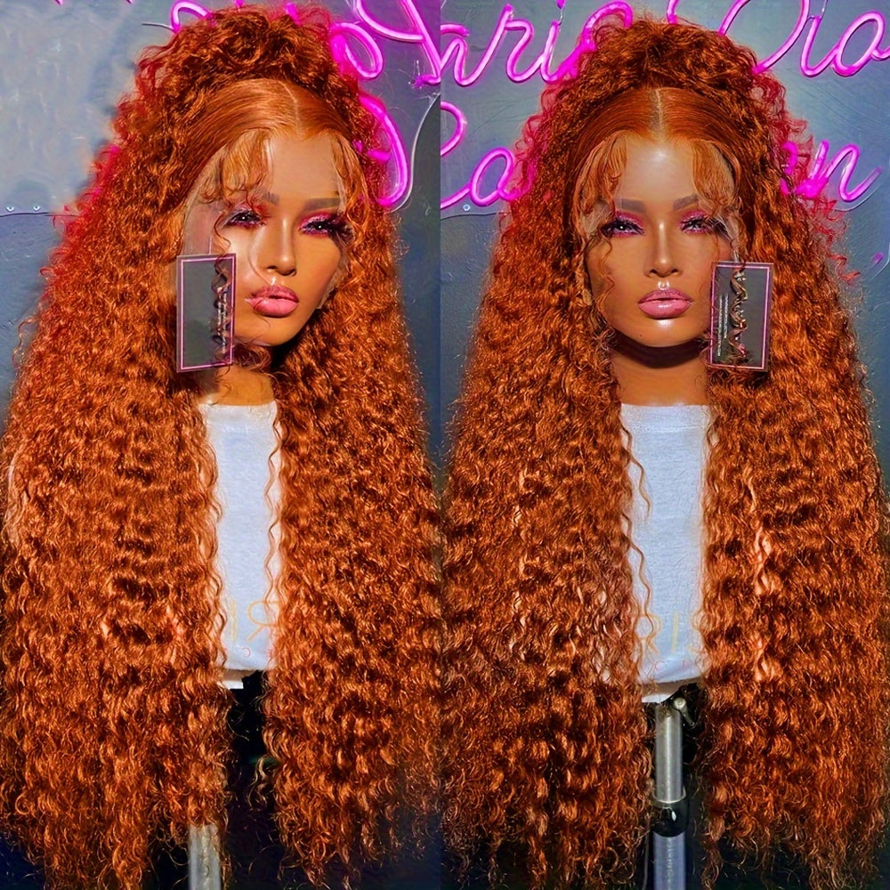 250% High Density 13x6 Ginger Orange Curly HD Transparent Lace Front Wigs Human Hair 13x4 Deep Wave Human Hair Wigs for Women