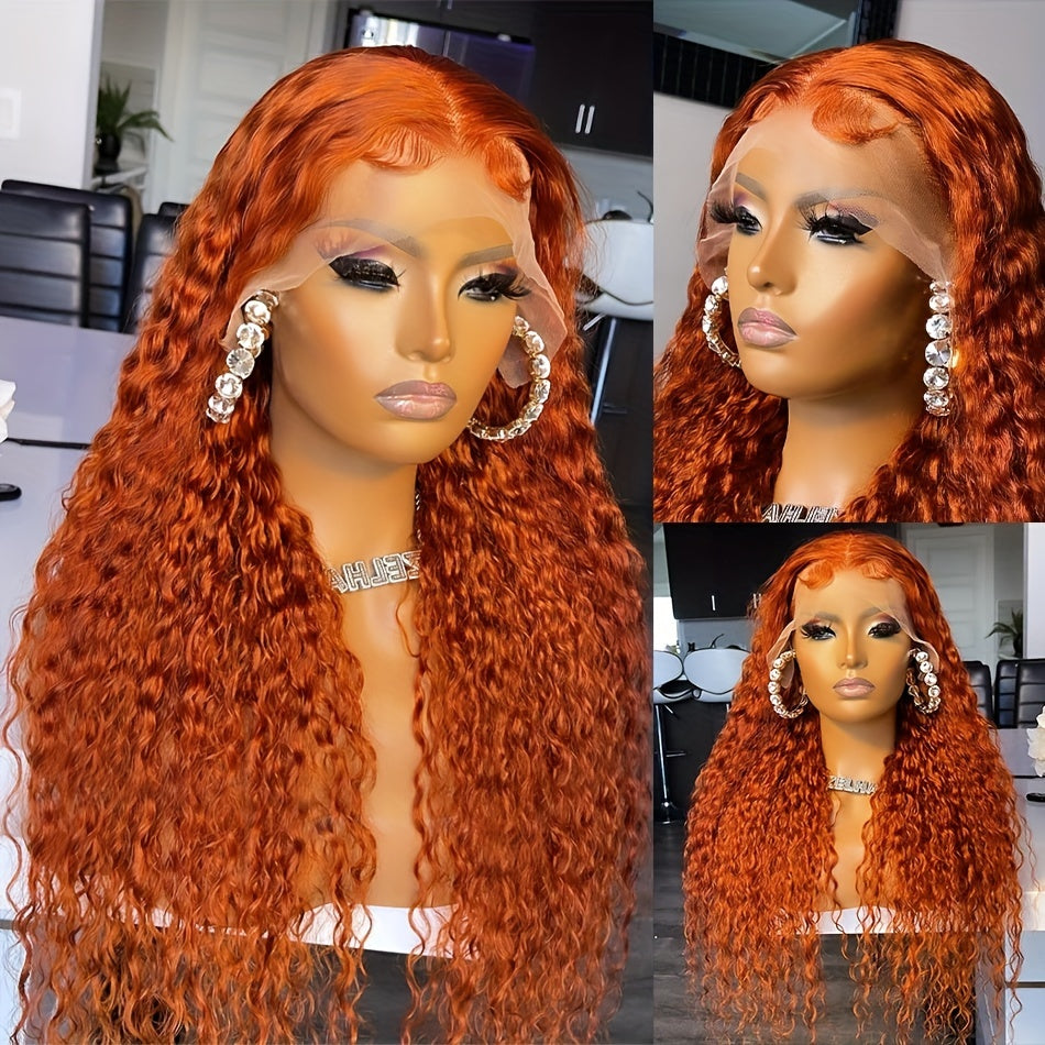 250% High Density 13x6 Ginger Orange Curly HD Transparent Lace Front Wigs Human Hair 13x4 Deep Wave Human Hair Wigs for Women