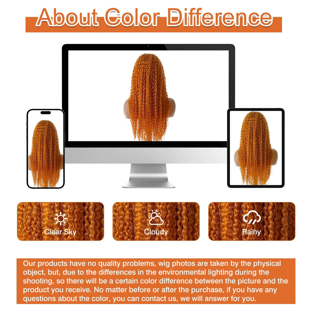 250% High Density 13x6 Ginger Orange Curly HD Transparent Lace Front Wigs Human Hair 13x4 Deep Wave Human Hair Wigs for Women