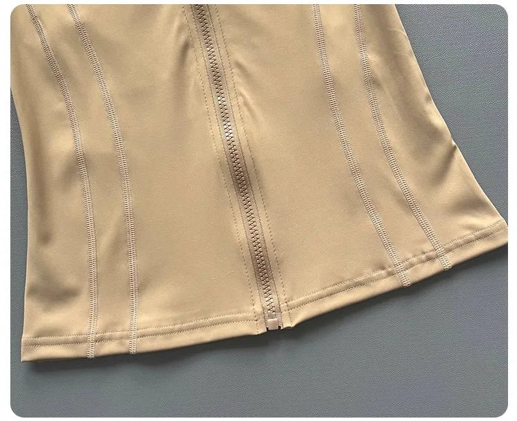 Windproof Fitted Yoga Jacket for Women-Thickened Stand Collar Long Sleeve Cardigan for Running Gym/Fall Cycling with Quick-Dry