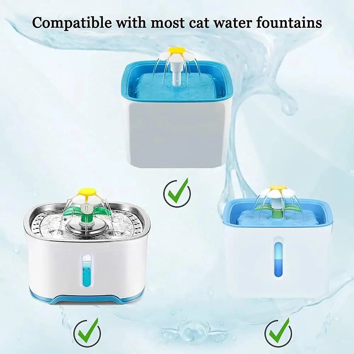Pet Cat Water Fountain Filter Multi-Layer Filtration System with Activated Carbon Replacement Filters Square Filter(4-8 Pack)