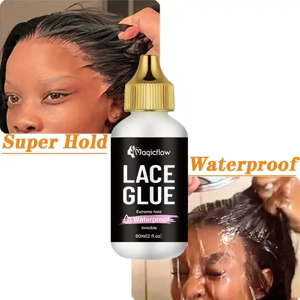 60ml/2fl.oz Waterproof Wig Lace Glue - Strong Hold, Invisible, Quick Dry & Easy Removal - No Odor Adhesive for All Wigs