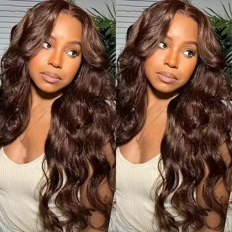 Chocolate Brown Lace Front Wig Transparent HD 13x4 Lace Frontal Wig 100% Colored 4x4 Lace Body Wave Human Hair Glueless Wigs