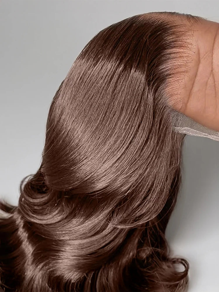 Chocolate Brown Lace Front Wig Transparent HD 13x4 Lace Frontal Wig 100% Colored 4x4 Lace Body Wave Human Hair Glueless Wigs