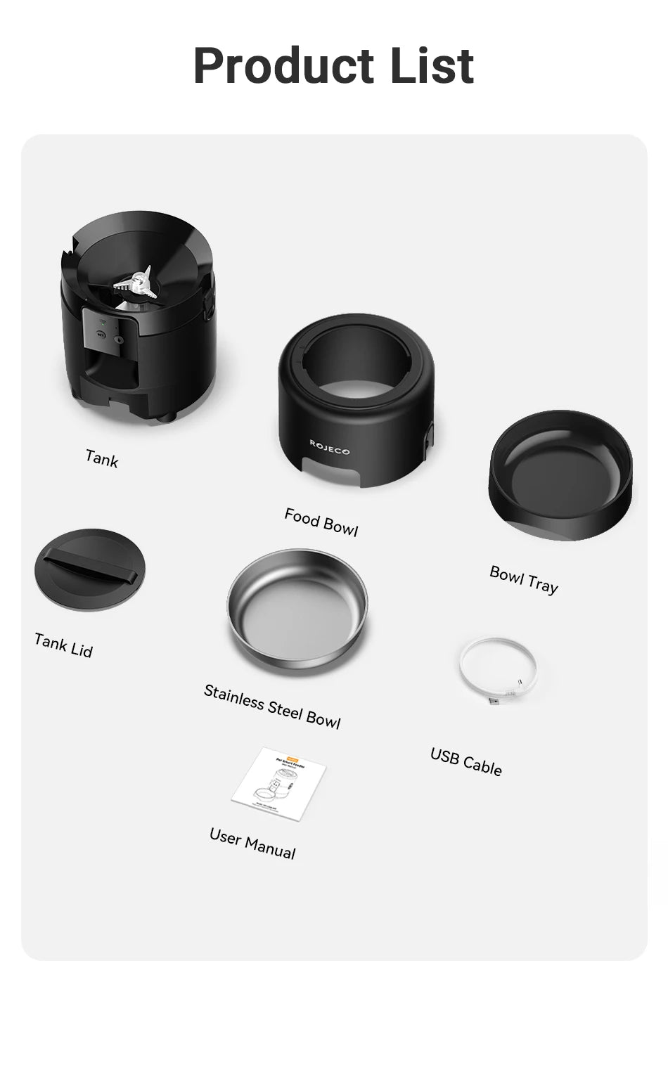 ROJECO Automatic Cat Feeder 2L Smart Pet Food Kibble Dispenser WiFi App Remote Control  Dog Feeder For Pet Cat Dog Accessories