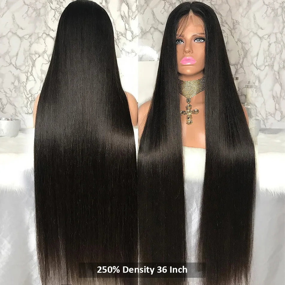 250 Density 13x4 13x6 Transparent Bone Straight 30 40 Inches Lace Front Human Hair Wigs Brazilian Frontal Wigs For Women