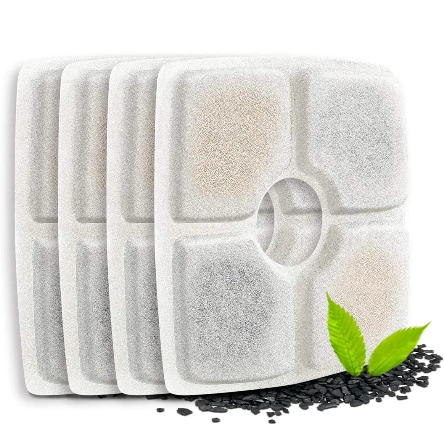 Pet Cat Water Fountain Filter Multi-Layer Filtration System with Activated Carbon Replacement Filters Square Filter(4-8 Pack)