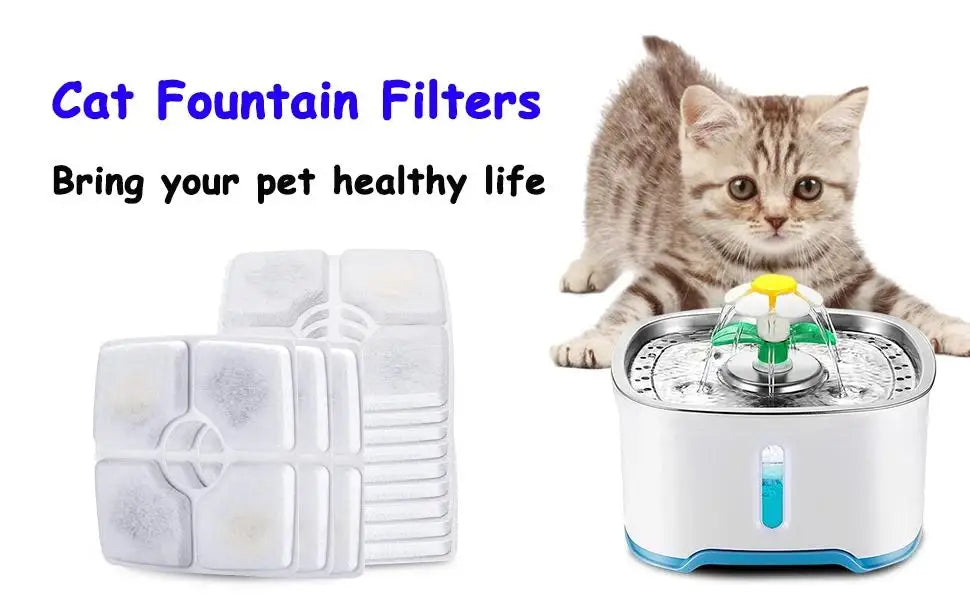 Pet Cat Water Fountain Filter Multi-Layer Filtration System with Activated Carbon Replacement Filters Square Filter(4-8 Pack)