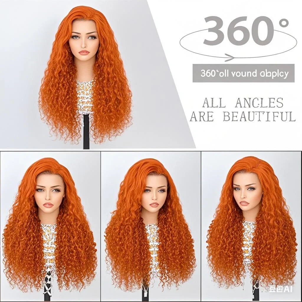 250% High Density 13x6 Ginger Orange Curly HD Transparent Lace Front Wigs Human Hair 13x4 Deep Wave Human Hair Wigs for Women