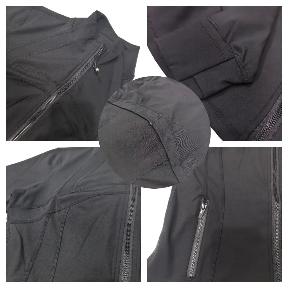 Yoga Jacket Women's Zipper Stand-up Collar Slim Fit with Pockets Outdoor Sports Long-sleeved Warm and Windproof Fitness Clothes