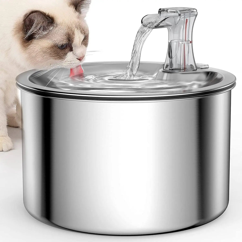 2L fully stainless steel pet water dispenser automatic cat water fountain with red water level Holiday gifts floaters