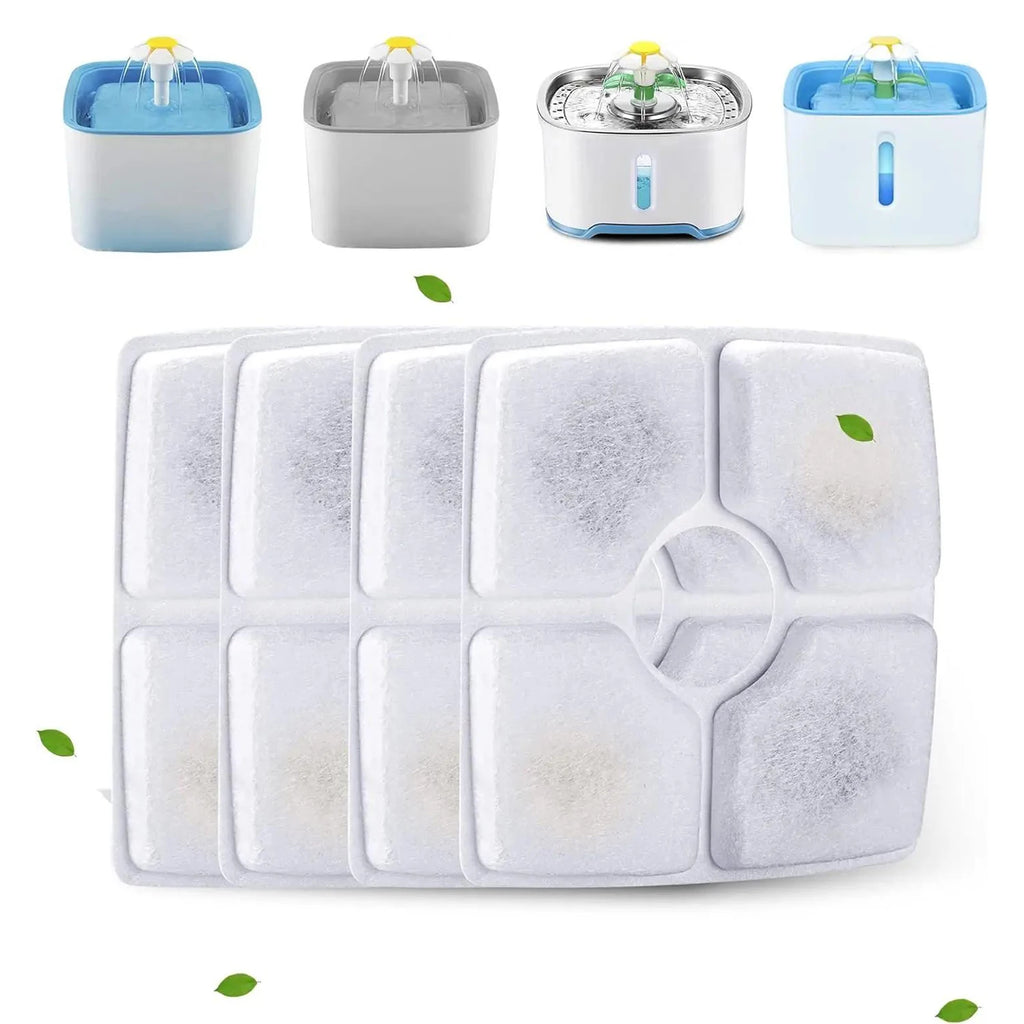Pet Cat Water Fountain Filter Multi-Layer Filtration System with Activated Carbon Replacement Filters Square Filter(4-8 Pack)