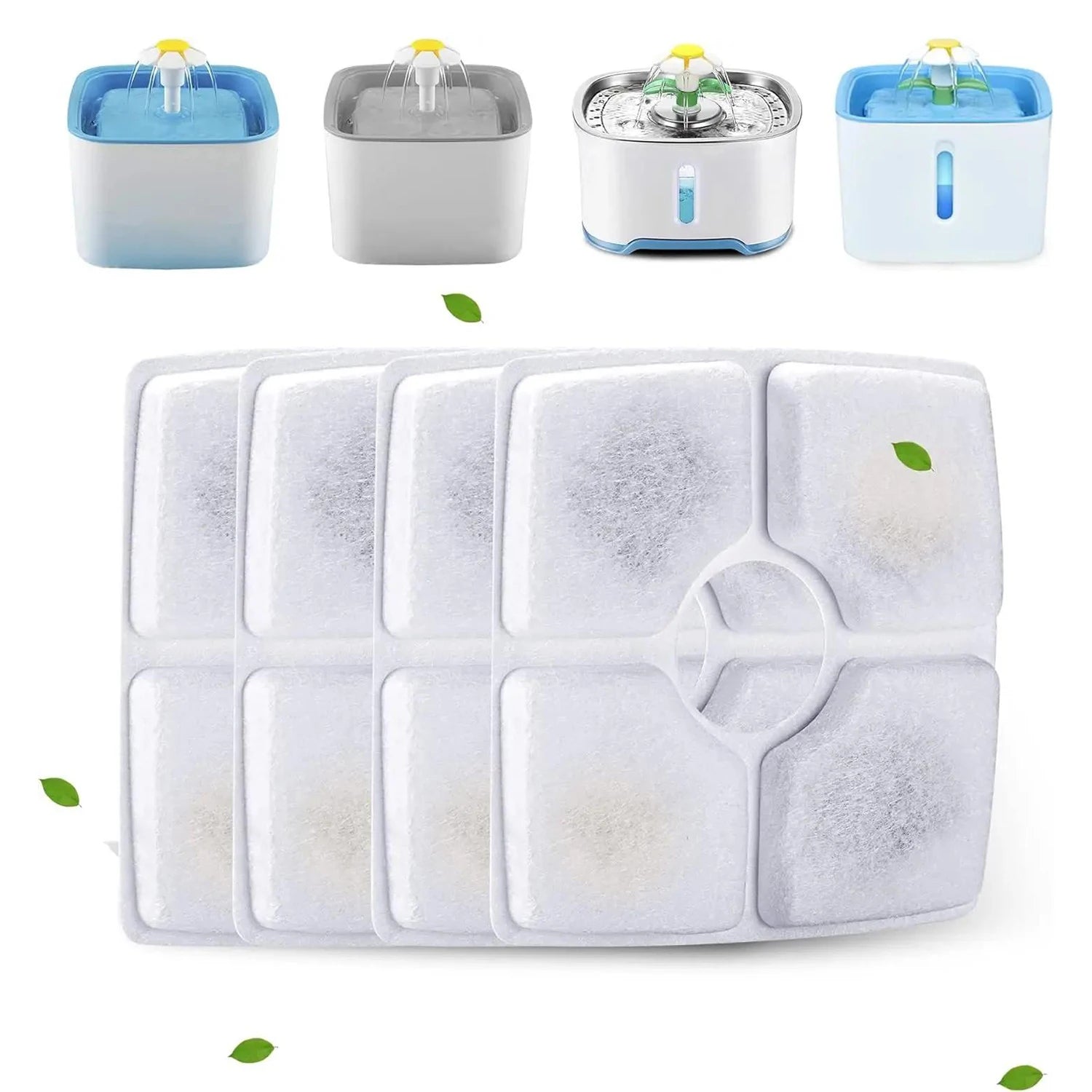 Pet Cat Water Fountain Filter Multi-Layer Filtration System with Activated Carbon Replacement Filters Square Filter(4-8 Pack)