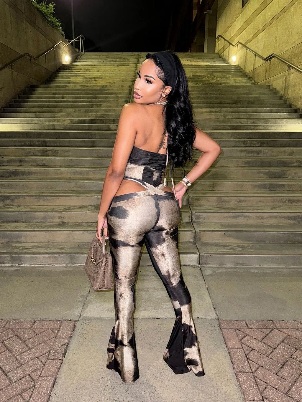 Sister Star Women's Jumpsuit Fashion Sexy V-neck Halter Sleeveless Hollow Street Style Elegant Commuter Long Jumpsuit Outfit