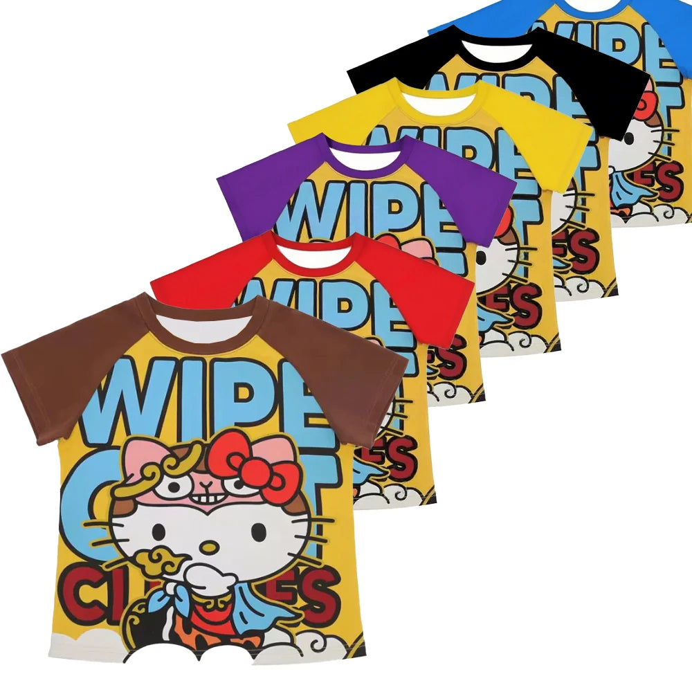 Y2K Hello Kitty Hot Selling Cute Cartoon High Street Hip Hop Shirt Women's Loose Casual Comfortable Sports Short Sleeved T-Shirt