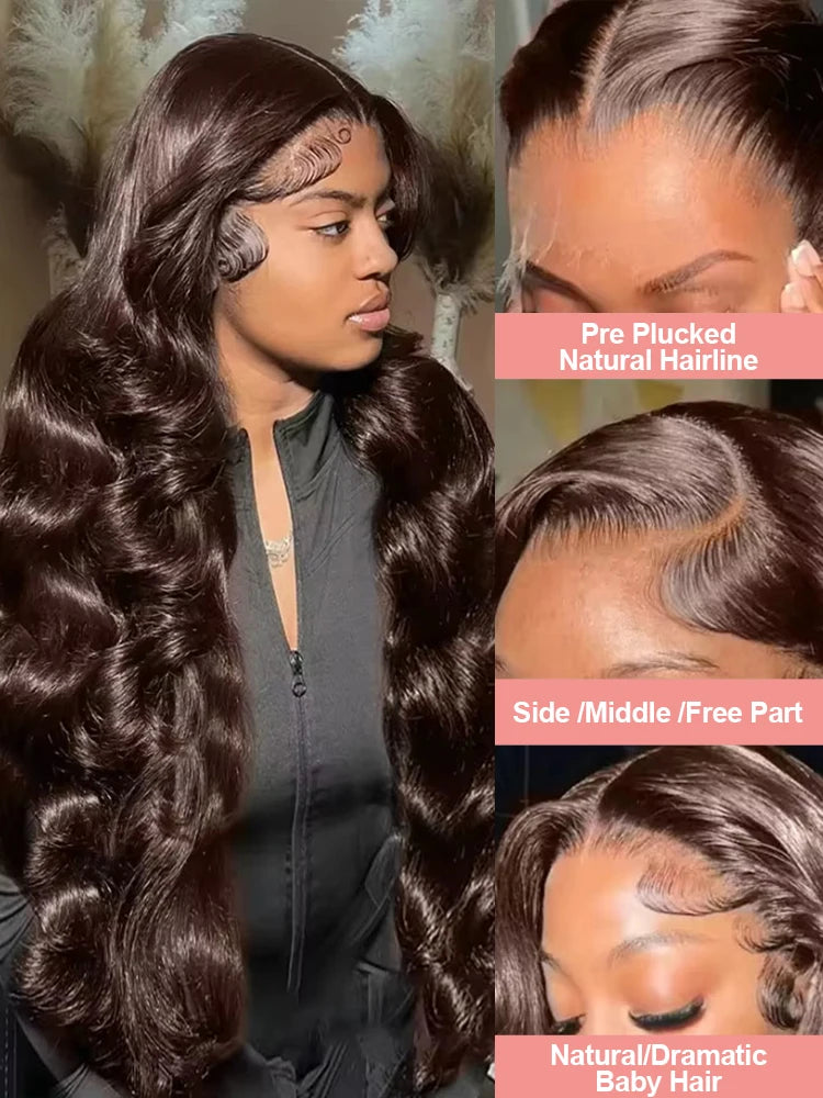 Chocolate Brown Lace Front Wig Transparent HD 13x4 Lace Frontal Wig 100% Colored 4x4 Lace Body Wave Human Hair Glueless Wigs