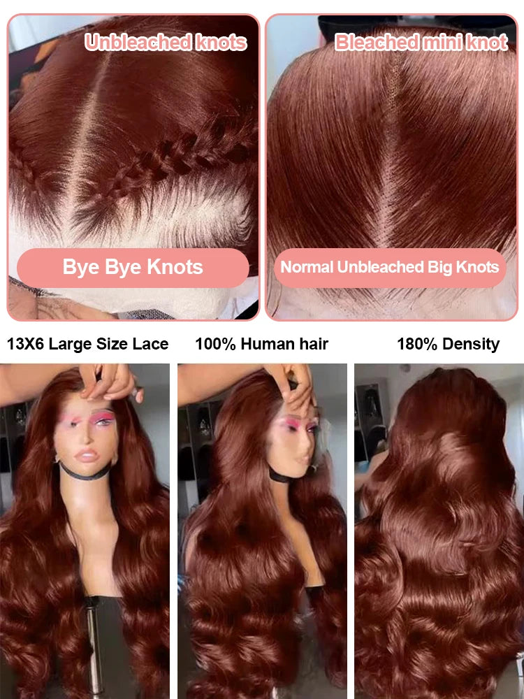 Chocolate Brown Lace Front Wig Transparent HD 13x4 Lace Frontal Wig 100% Colored 4x4 Lace Body Wave Human Hair Glueless Wigs