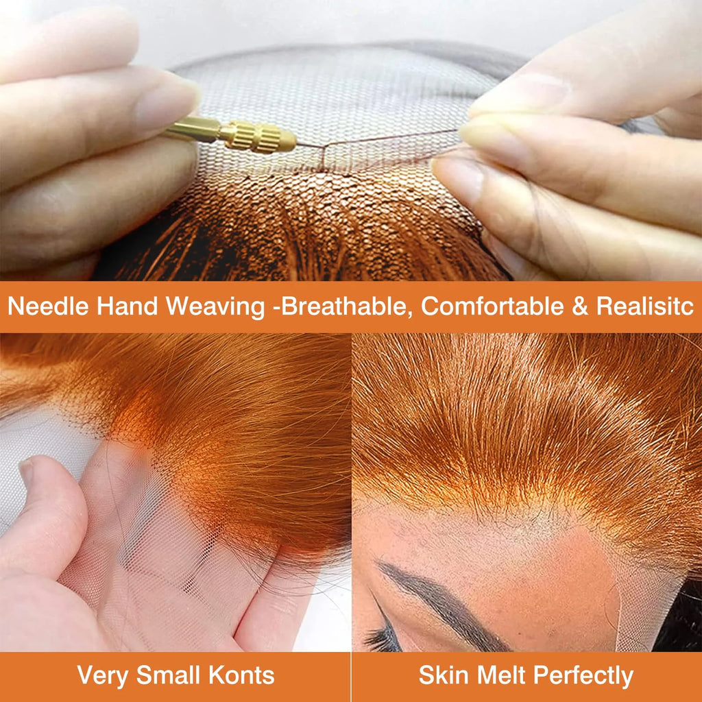 250% High Density 13x6 Ginger Orange Curly HD Transparent Lace Front Wigs Human Hair 13x4 Deep Wave Human Hair Wigs for Women