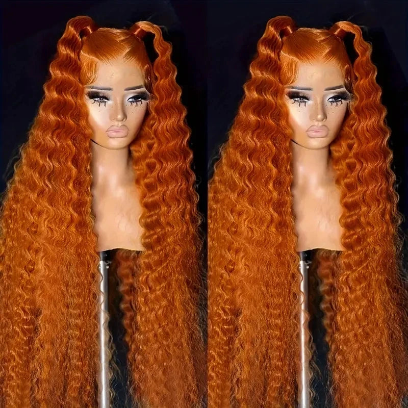 250% High Density 13x6 Ginger Orange Curly HD Transparent Lace Front Wigs Human Hair 13x4 Deep Wave Human Hair Wigs for Women