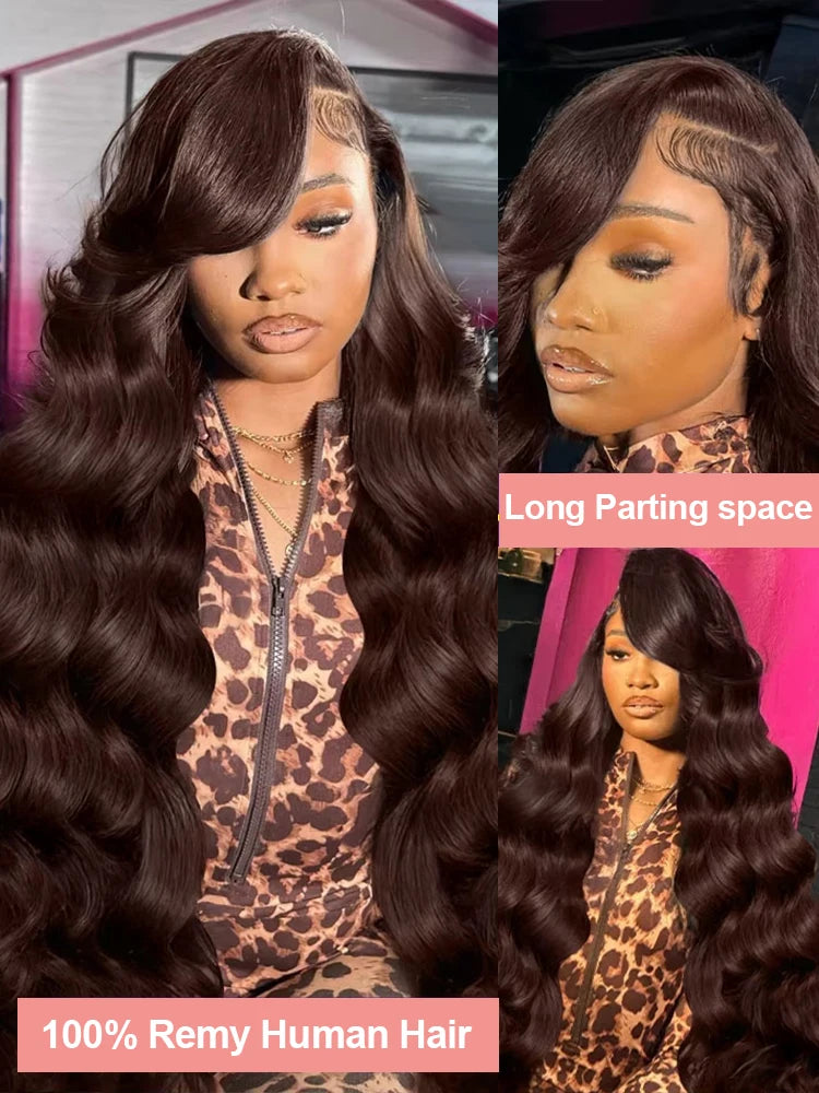Chocolate Brown Lace Front Wig Transparent HD 13x4 Lace Frontal Wig 100% Colored 4x4 Lace Body Wave Human Hair Glueless Wigs
