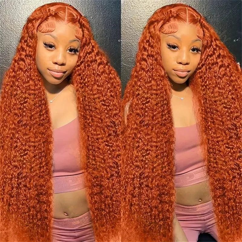 250% High Density 13x6 Ginger Orange Curly HD Transparent Lace Front Wigs Human Hair 13x4 Deep Wave Human Hair Wigs for Women