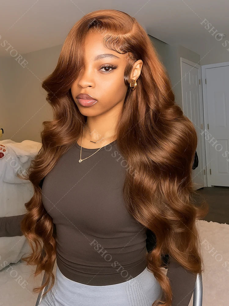 Chocolate Brown Lace Front Wig Transparent HD 13x4 Lace Frontal Wig 100% Colored 4x4 Lace Body Wave Human Hair Glueless Wigs