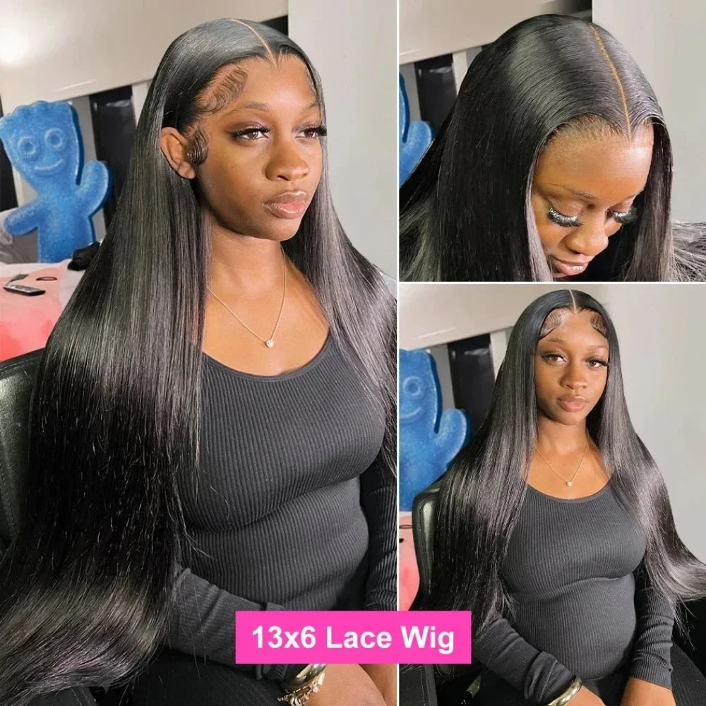 200 Density 13x4 13x6 Full Frontal 360 HD Transparent Lace 40 46 Inch Long Straight 5x5 Closure Human Hair Pre plucked Wigs