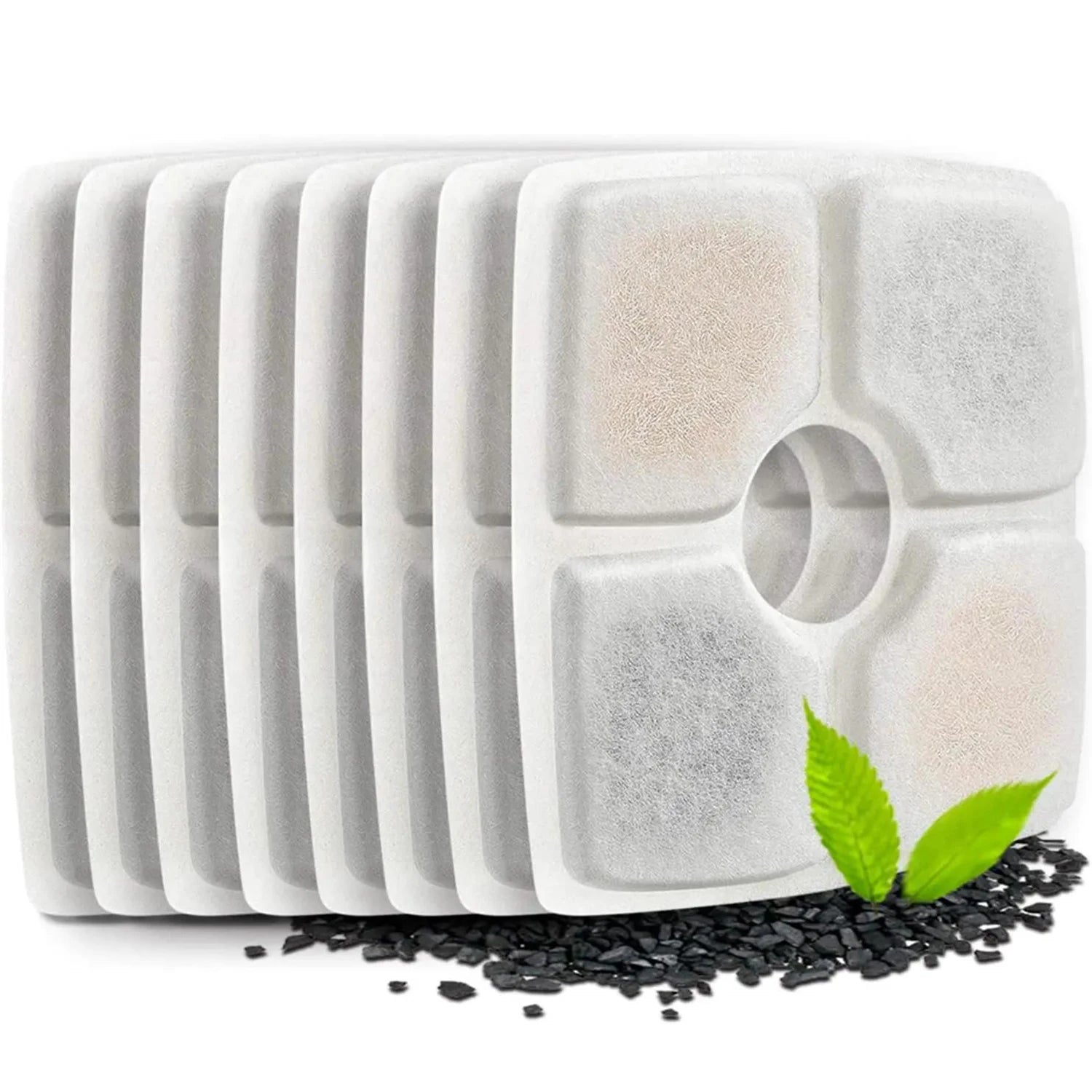 Pet Cat Water Fountain Filter Multi-Layer Filtration System with Activated Carbon Replacement Filters Square Filter(4-8 Pack)