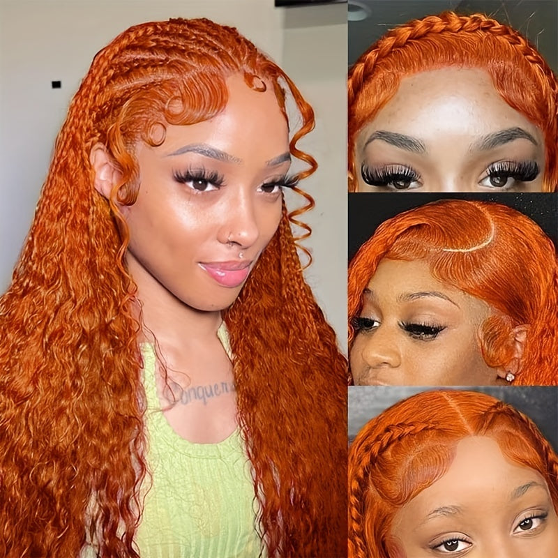 250% High Density 13x6 Ginger Orange Curly HD Transparent Lace Front Wigs Human Hair 13x4 Deep Wave Human Hair Wigs for Women